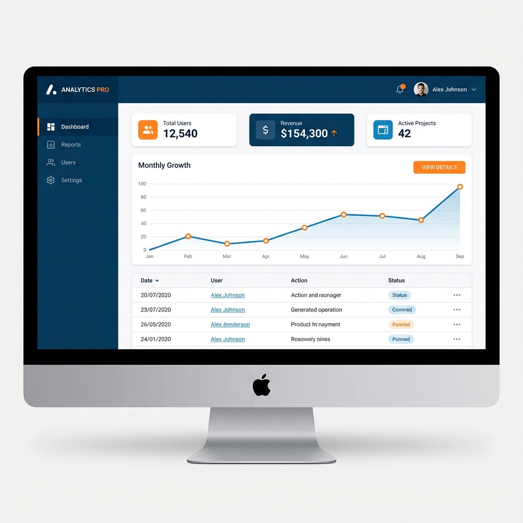 Modern dashboard interface